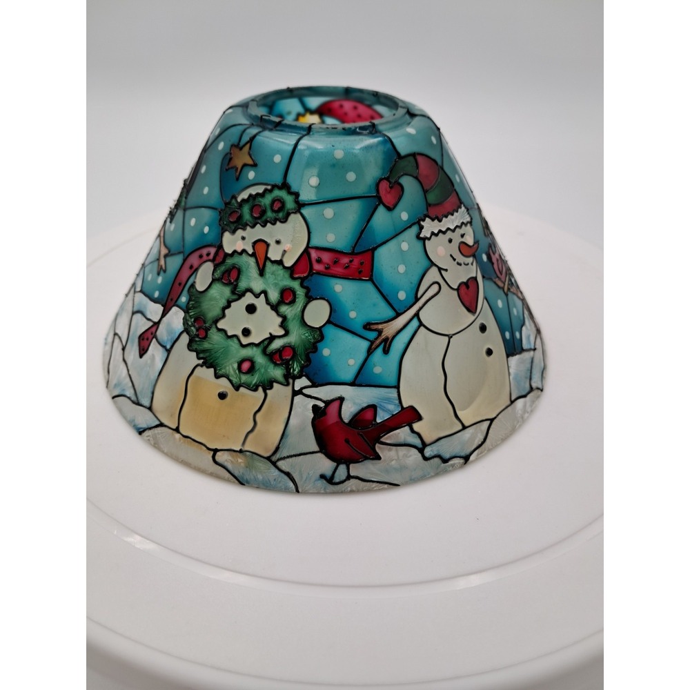 Hand Painted Snowman‎ Theme Joan Baker Designs Tiffany Style Lamp Shade